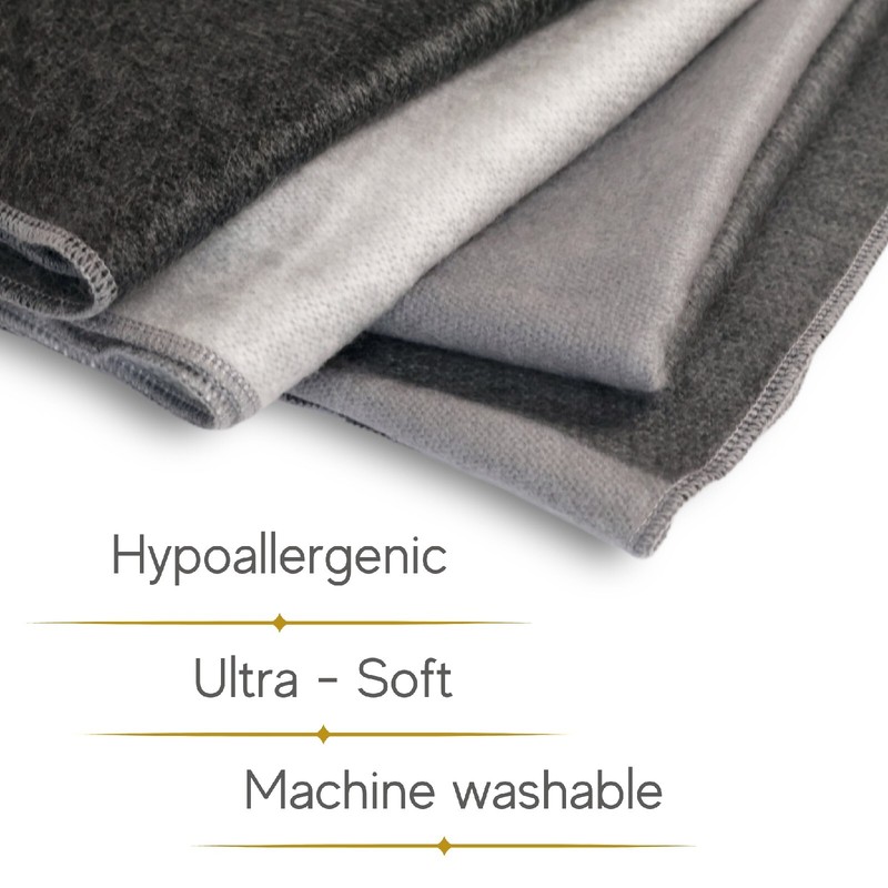 Super Soft Gray & Black | Alpaca Wool Blanket Queen Size gallery