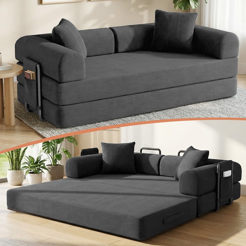 Modular Compression Boneless Sofa Corduroy Soft Cloud Couch Foam Loveseat 600 lb gallery