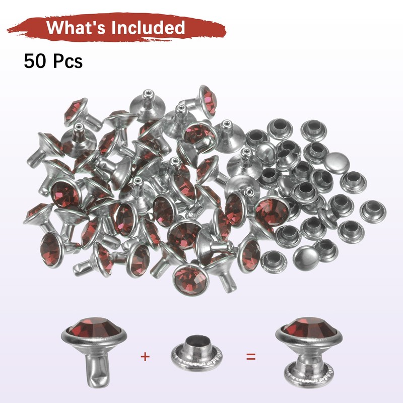 Clear Rhinestone Rivets [50pcs] - Crystal Rivets - [Deep Purple - 0.31 IN] gallery