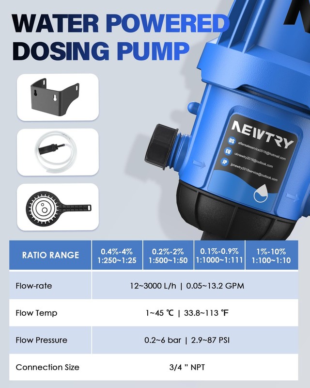 Fertilizer Injector for Drip Irrigation, 1%-10% Adjustable Dosing Pump, 3/4''... gallery