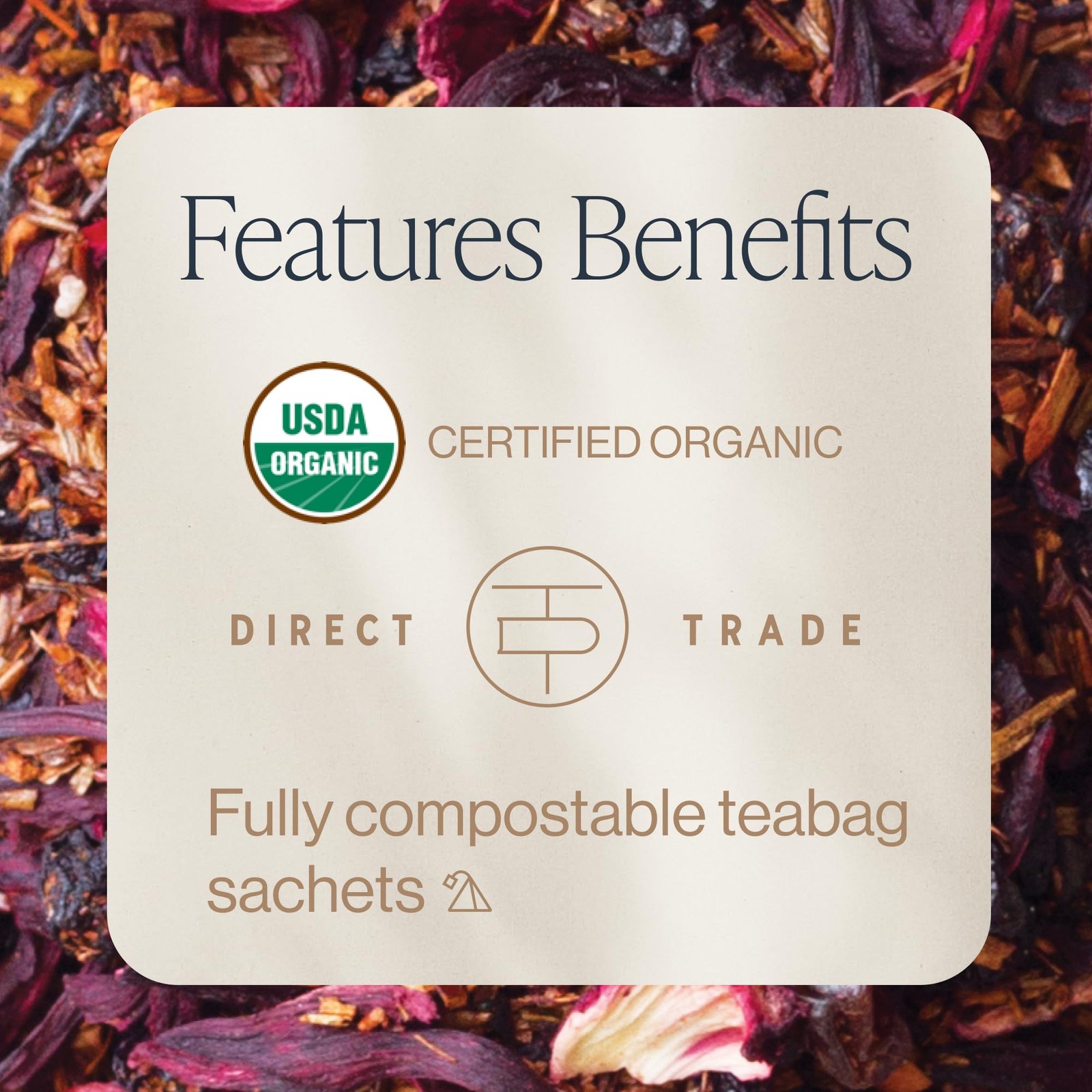 Blueberry Hibiscus Herbal Tea - USDA Organic, Direct Trade Sachet Bags, Antio... gallery