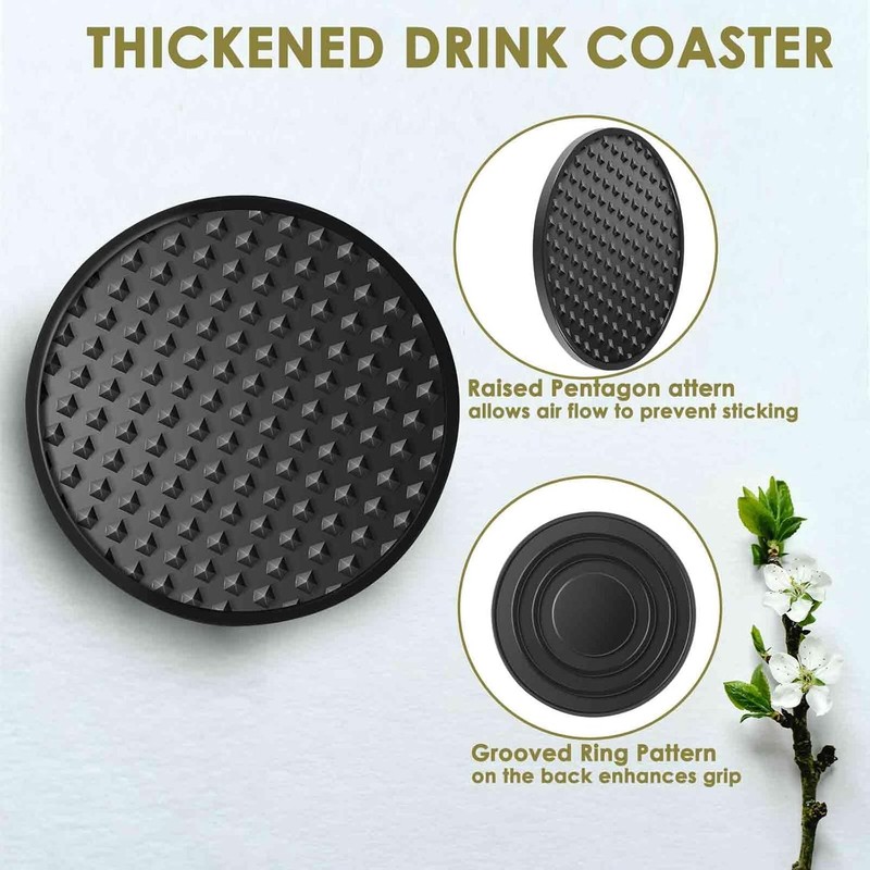 Silicone Coasters 6 Pack with Holder, Drink Coasters Set for Hot & Cold at Bar, gallery
