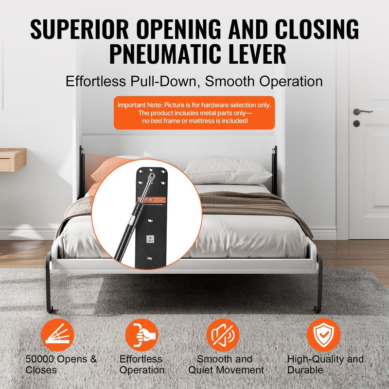 VEVOR Murphy Bed Kit Queen Size Vertical Deluxe DIY Wall Bed Hardware Folding gallery