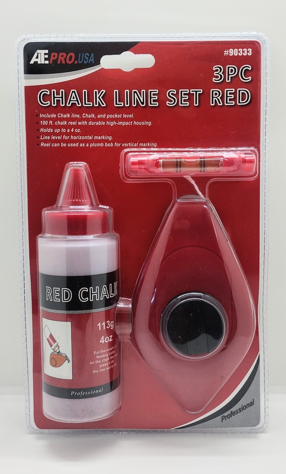 ATE Pro Chalk Line Reel Set 100 Ft Red Chalk Chalk Reel gallery