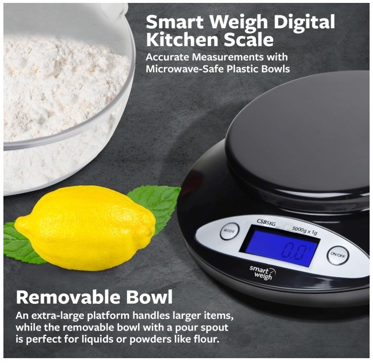Smart Weigh Digital Kitchen Scale with Removable Bowl – 11lb/5kg Capacity gallery