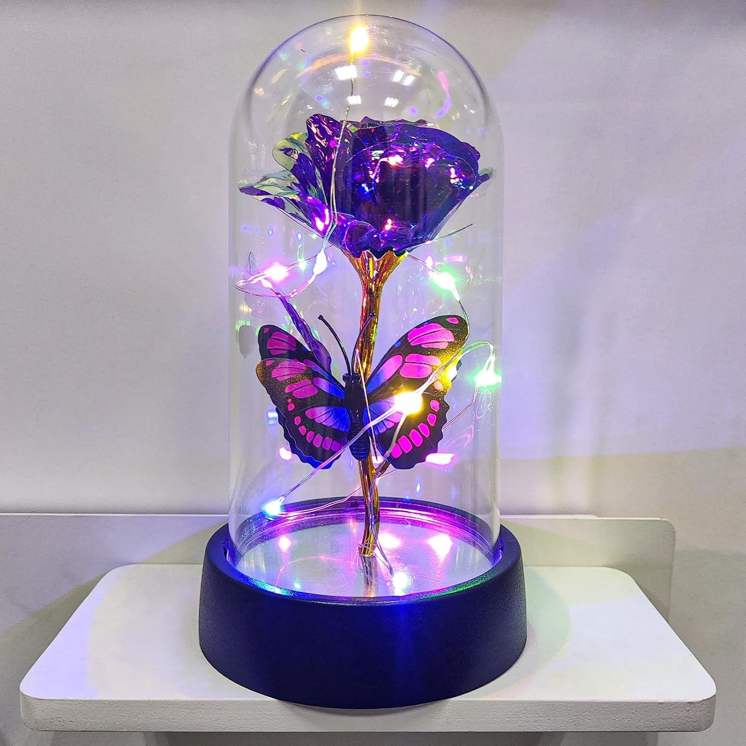 Glass Rose in Glass Dome, Light Up Flower, Eternal Roses - Valentines Day Gifts gallery