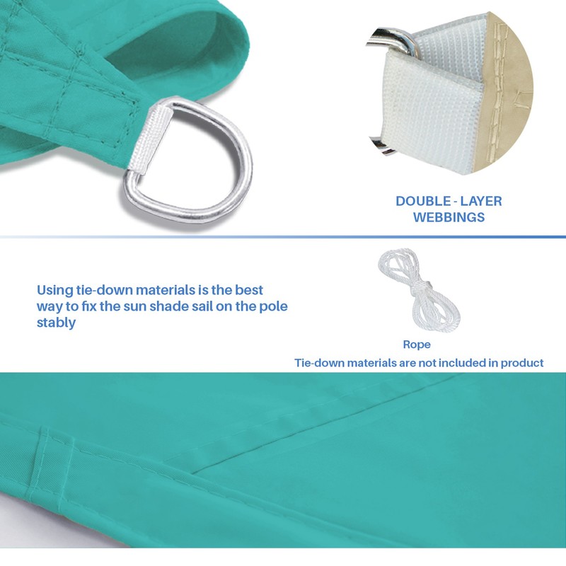 5-24ft Turquoise Waterproof Rectangle Sun Shade Sail Net Cover w/6" Kits Patio gallery