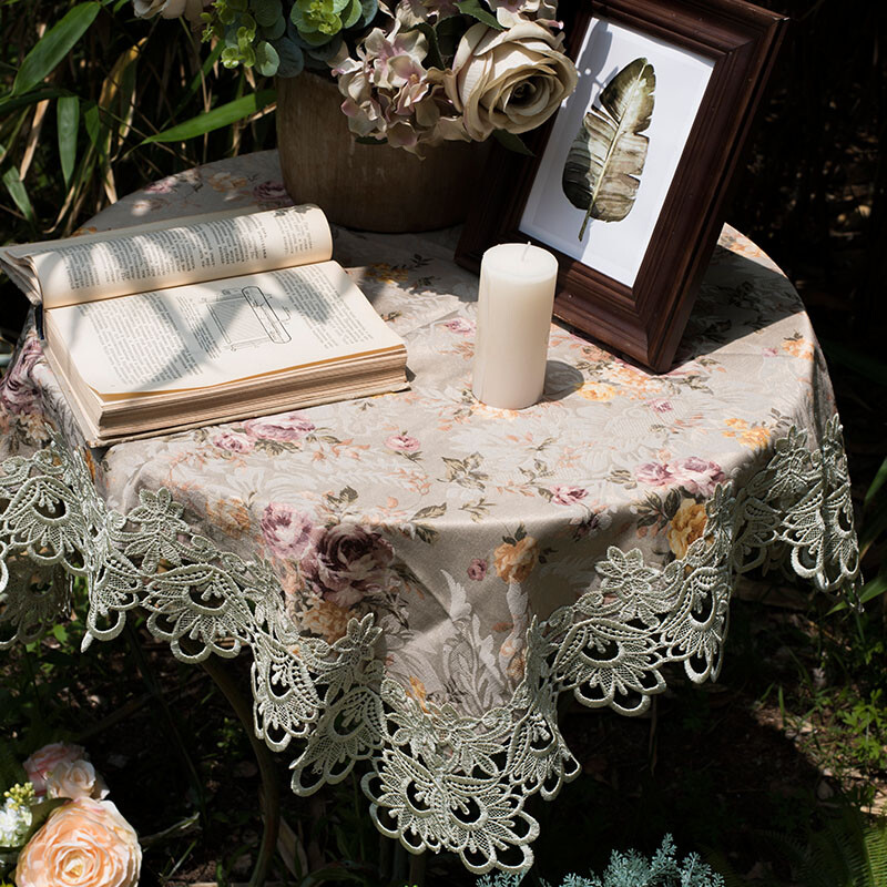 Rustic Lace Tablecloths Rectangle Square Hollow Home Coffee TV Night Table Cover gallery
