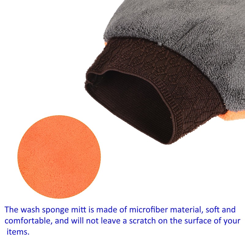 Cleaning Mitten - Microfiber Gloves Wash Dishes Clothes 9"x7.87" Grey & Orange gallery
