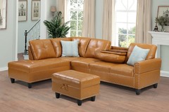 98″ Wide L-Shaped Sectional Sofa Set Chaise Living Room Couch Storage Ottoman