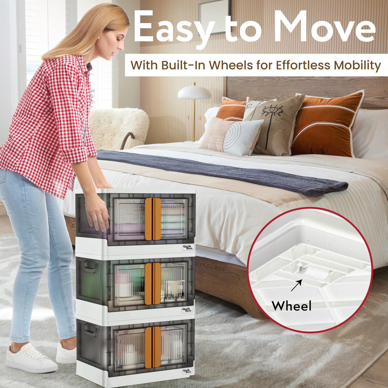 Quik Box - 8.5 Gallon Stackable Storage Bins with Doors & Wheels - Collapsibl... gallery