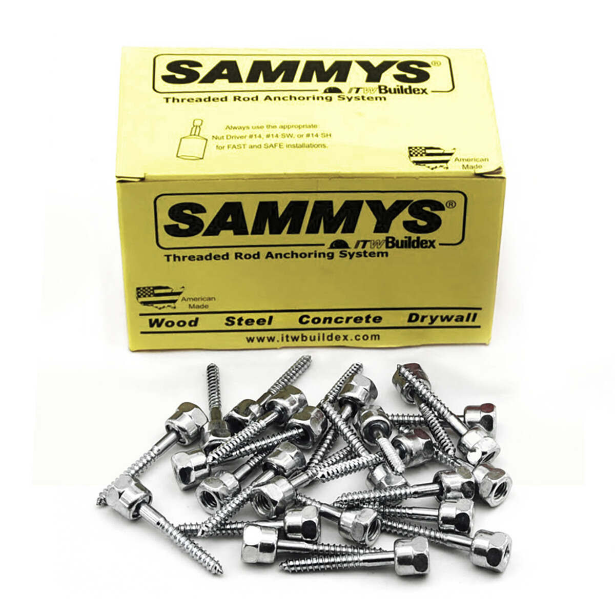 Sammys 1/4 x 2'' Horizontal Rod Anchor Screw 3/8" Rod Fitting for Wood 25 Pk gallery