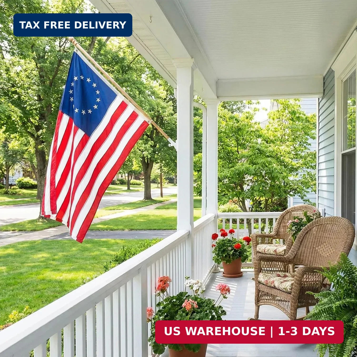 TOPFLAGS Betsy Ross Flag 3x5 Feet Heavy Duty Outdoor Embroidered 13 Stars Americ gallery