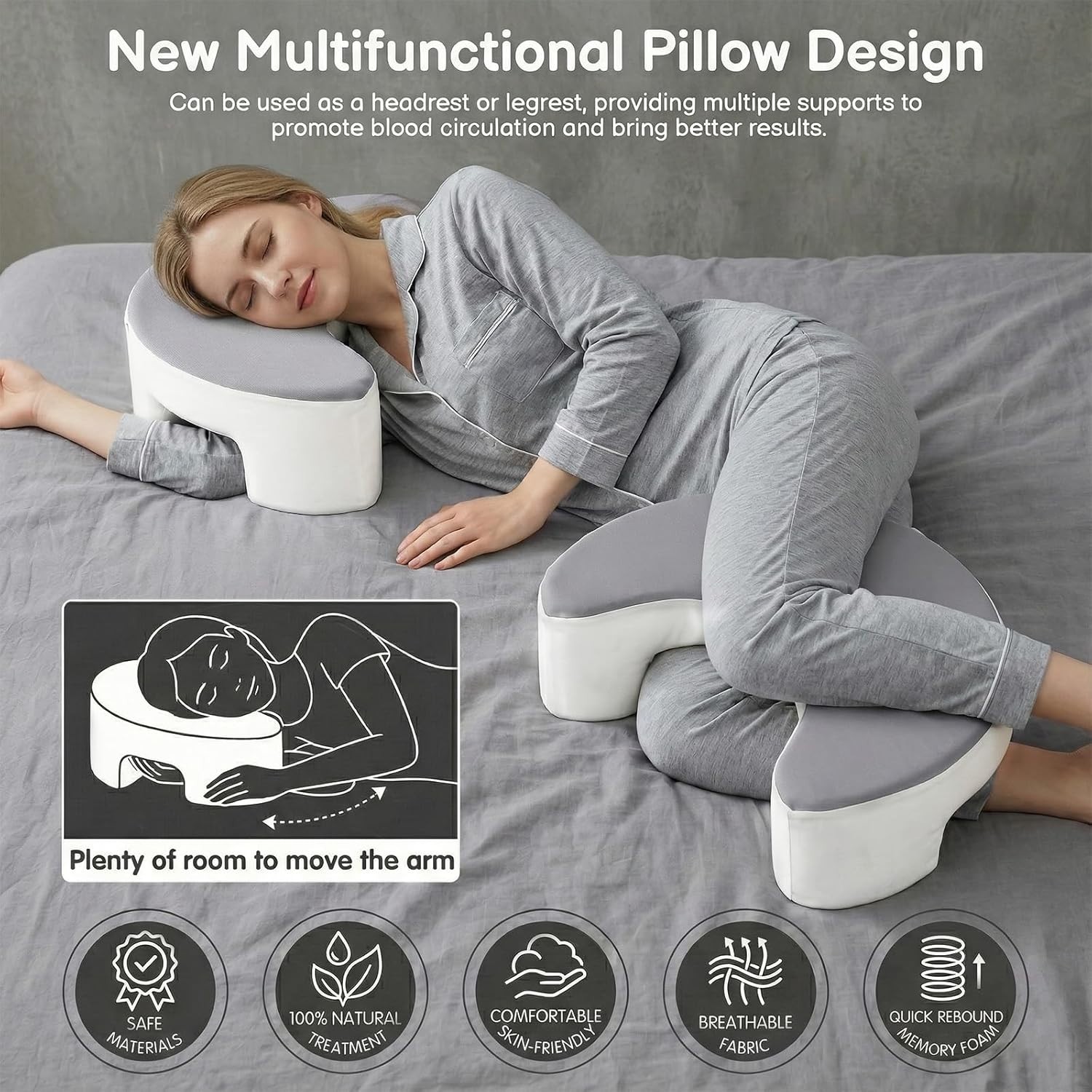 Side Sleeper Pillow with Arm Hole, Upgraded Shoulder Relief System for Neck Pain gallery
