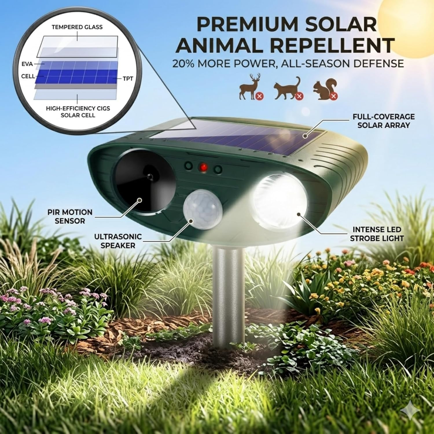 Sonic Fortress Pro Deer Repellent Devices,Sonic Deer Repeller Cat Deterrent Sola gallery