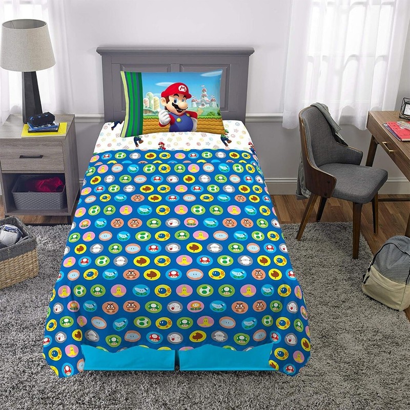 Super Mario Twin 3-Pcs Soft Microfiber Multicolor Bedding Sheet Set for Kids gallery