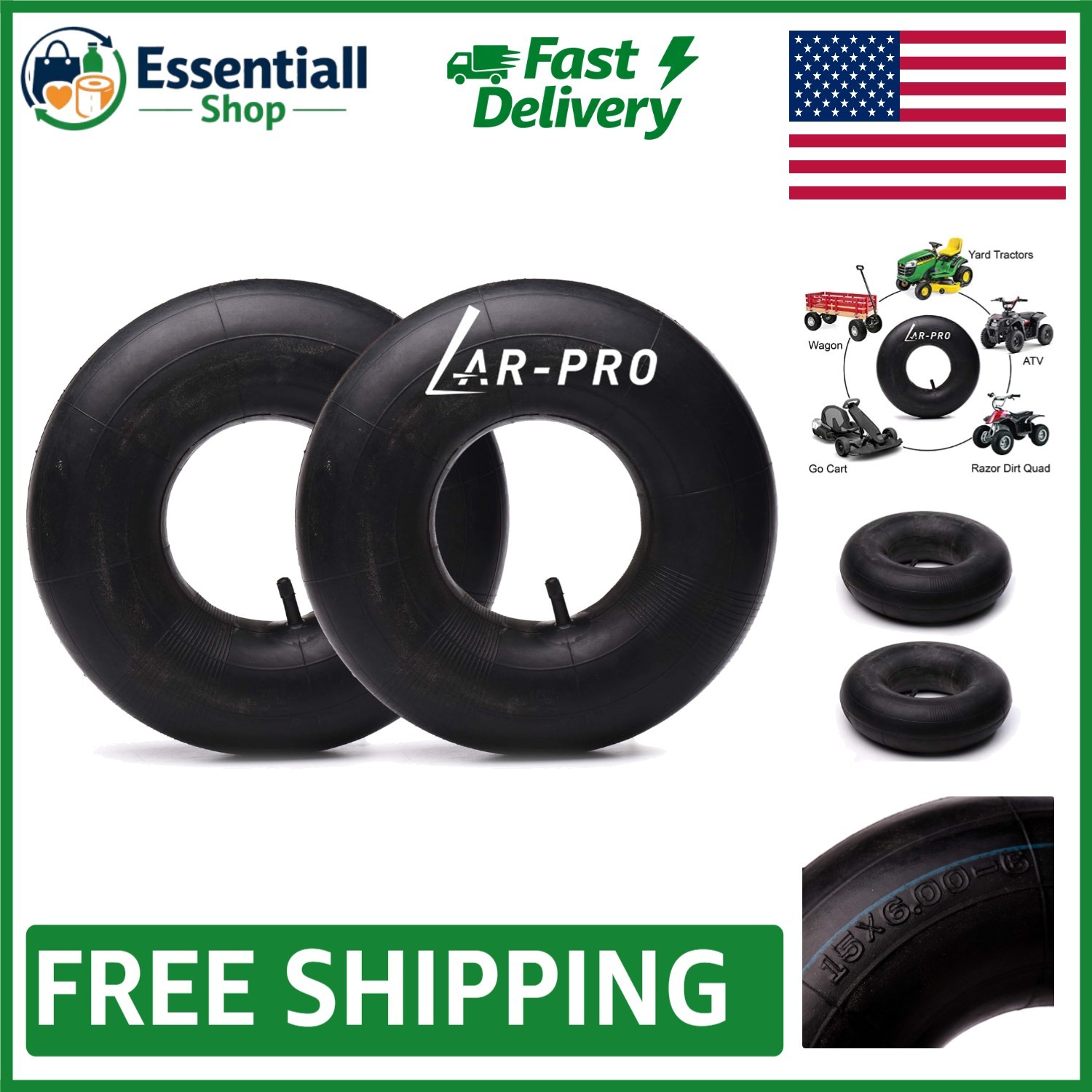 2-Pack Heavy-Duty 15x6.00-6 Inner Tubes with TR-13 Valve for Ultimate Durability gallery