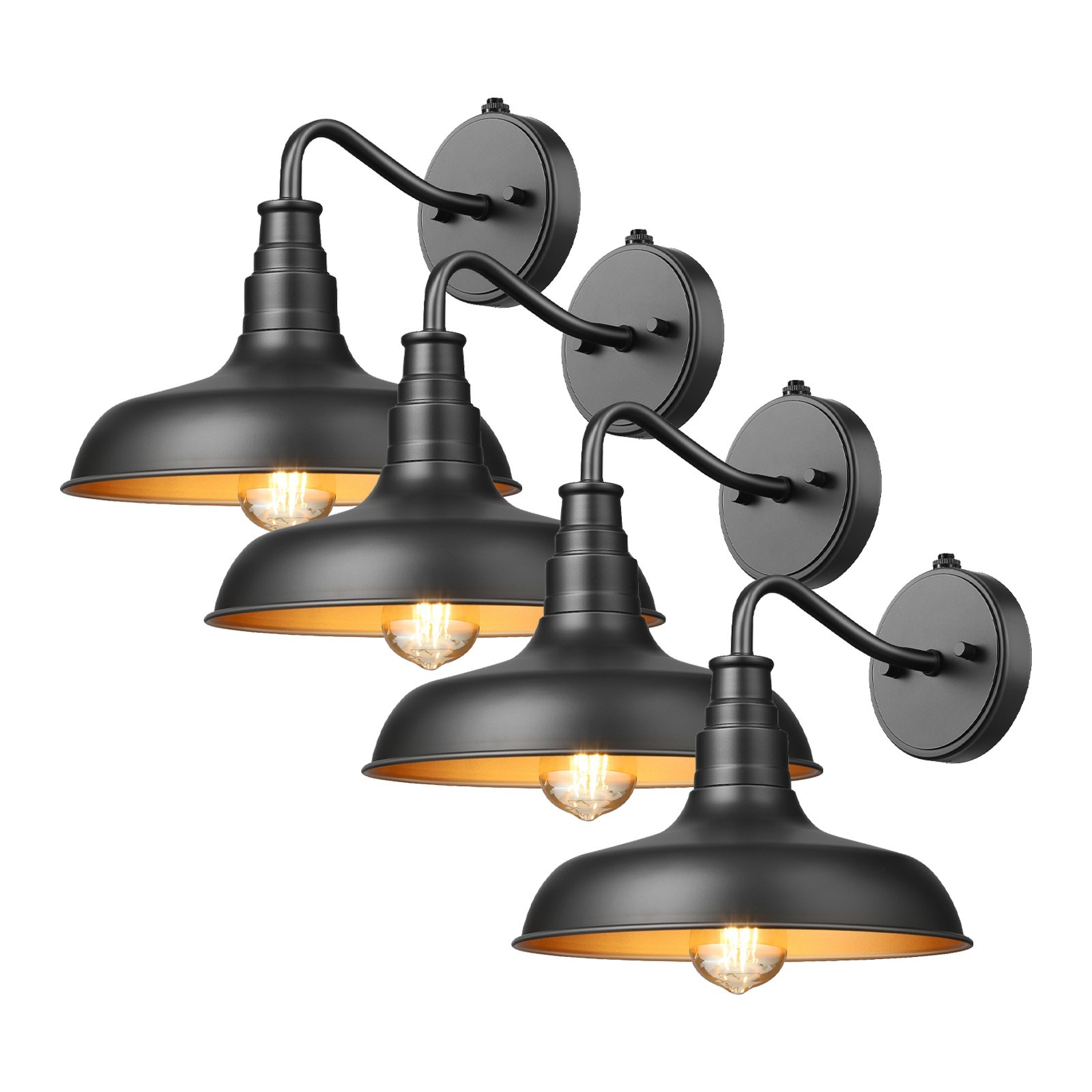4 Pack Outdoor Wall Light, Gooseneck Barn Light Fixture, Farmhouse Outside gallery