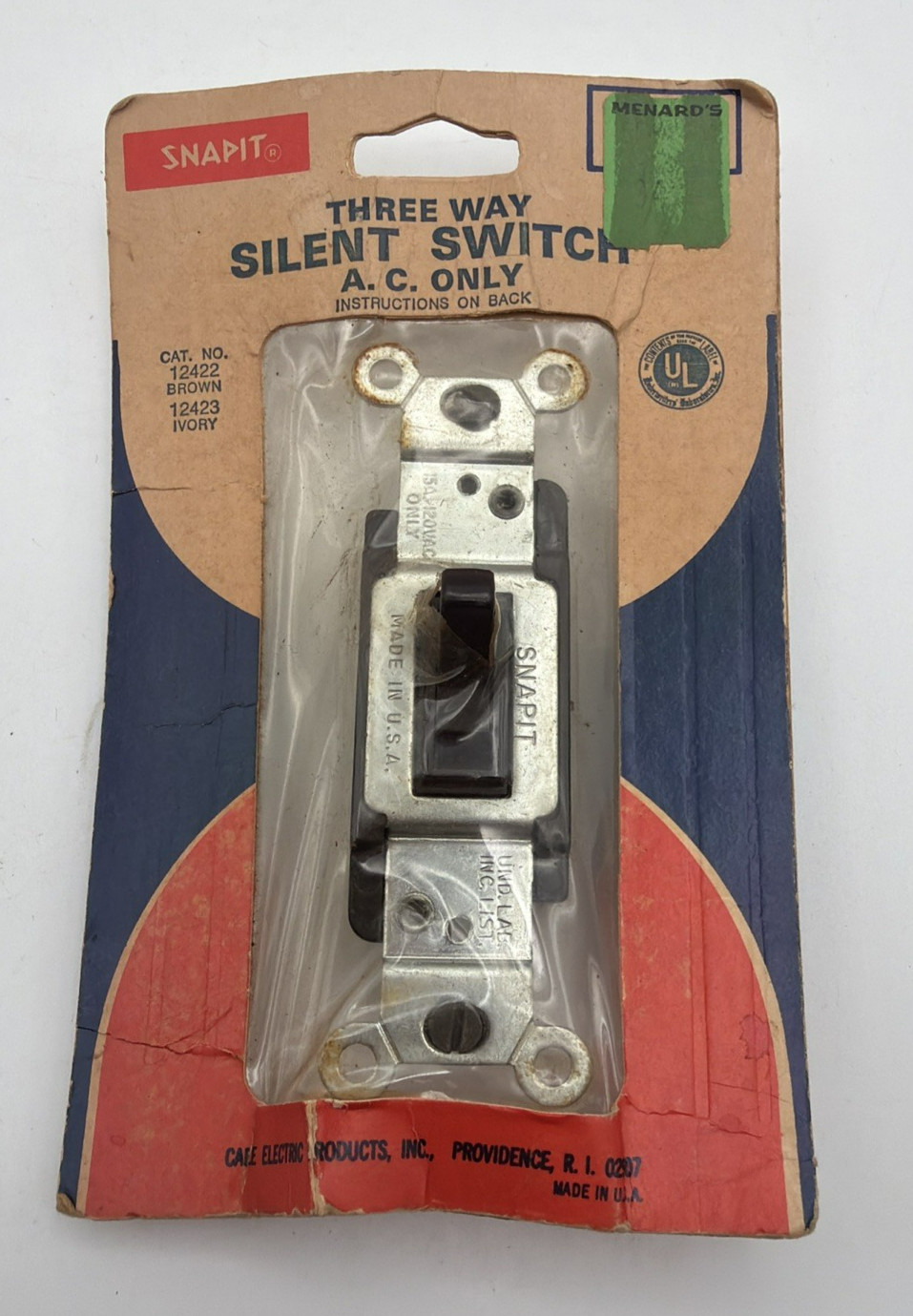Vintage NOS Snapit THREE WAY Silent Switch Flush Brown 15Amp Toggle Switch gallery
