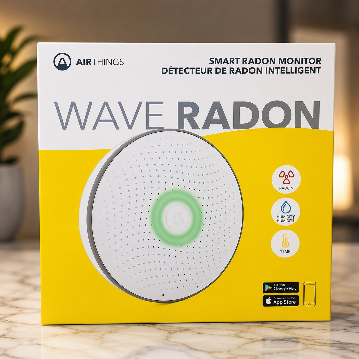 Airthings Wave Radon Smart Radon Detector 2nd Gen (2950) Rad/Hum/Temp gallery