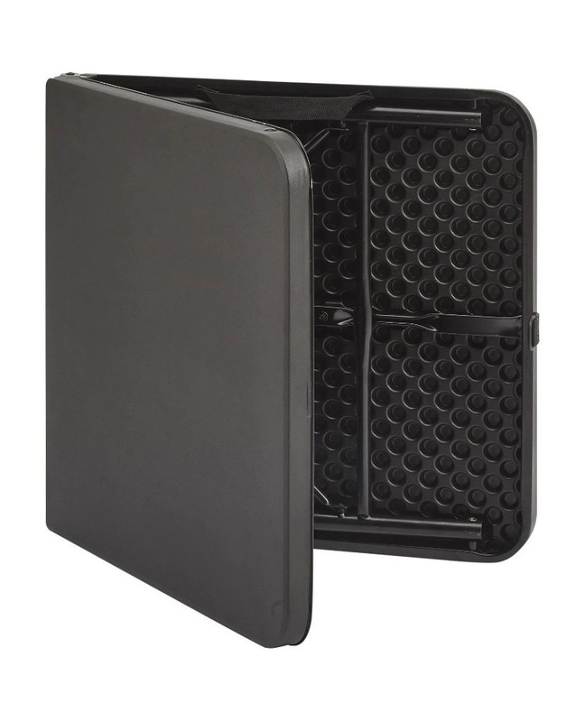 Mainstays 40" Plastic Adjustable Height Fold-in-Half Folding Table, Rich Black gallery