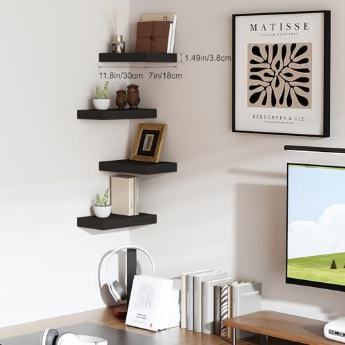 Floating Shelves Bathroom for Wall, Bathroom Shelves Over 12"(set of 2) Black gallery