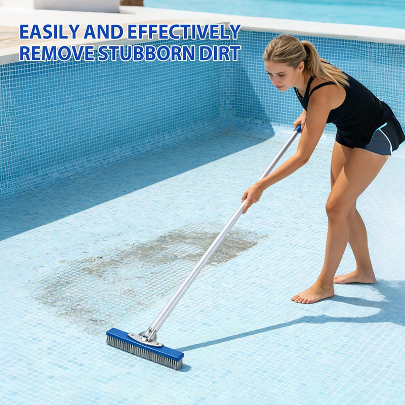 10-Inch Pool Brush Head - Combo Nylon & Stainless Steel Wire Bristles, Heavy Dut gallery