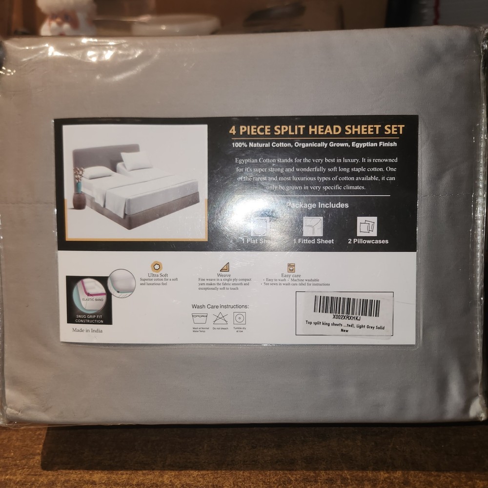 NEW 4 Piece Top Split King Sheets Sets for Adjustable beds 100% Egyptian Cotton