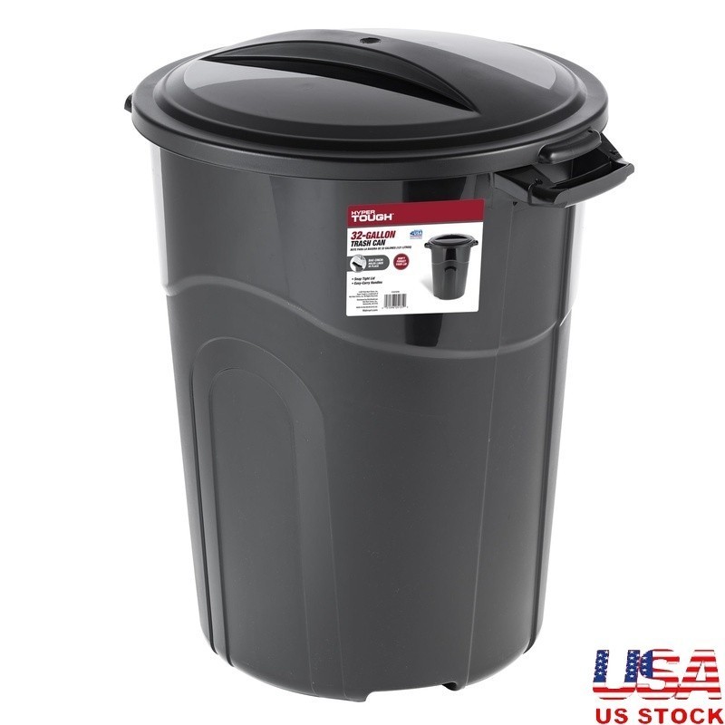 Heavy Duty 32 Gallon Plastic Garbage Can W/ Click Lock Lid Handles Outdoor Use gallery