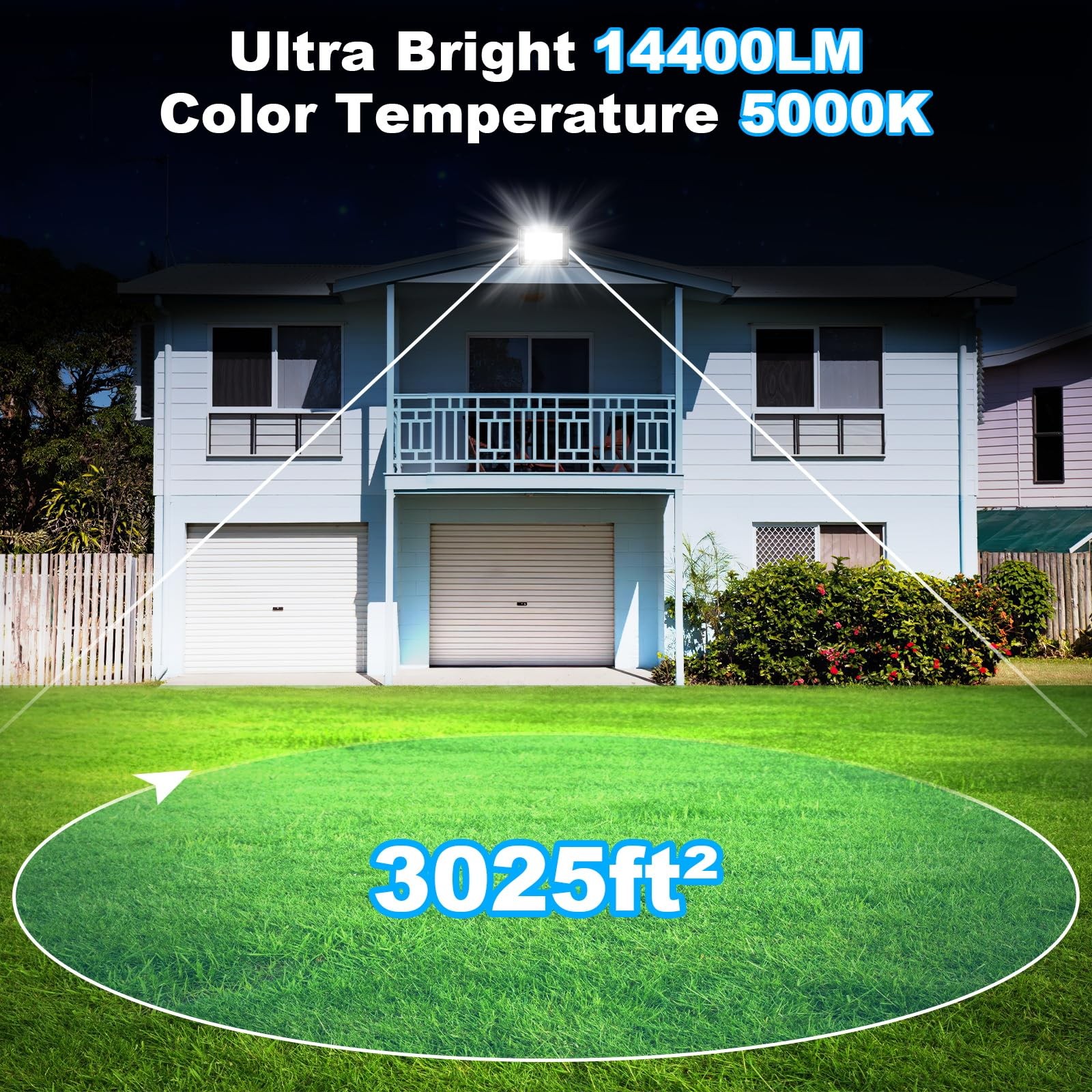 120W LED Flood Light with Plug, 14400Lm Super Brighter Security Lights with 6... gallery