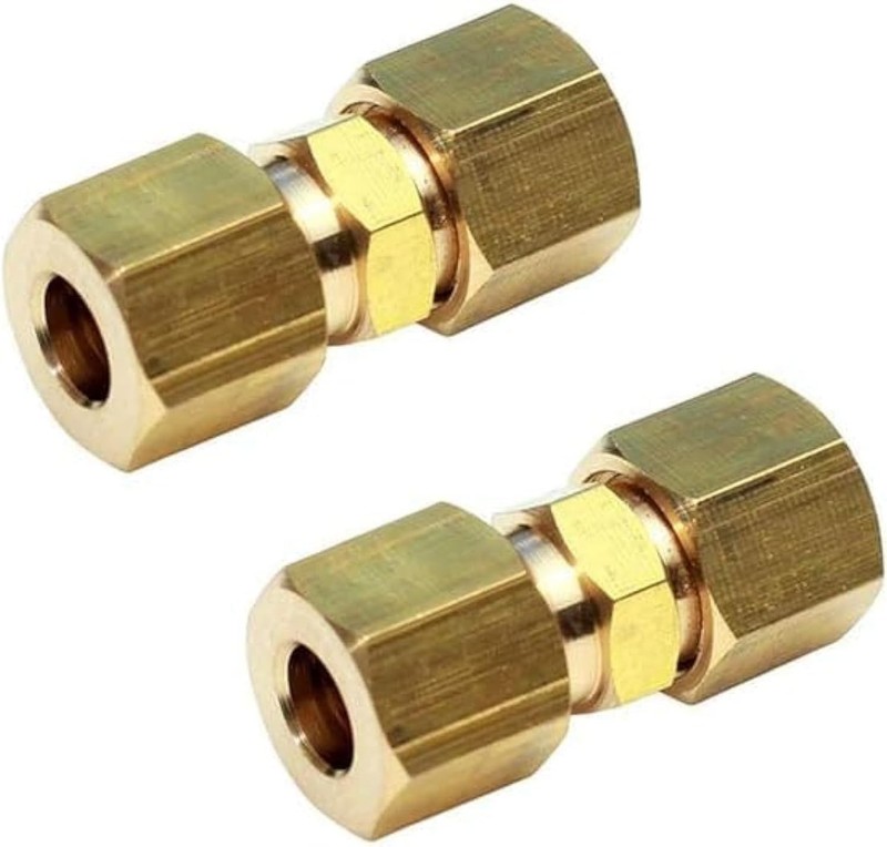 Durable 1/2” Brass Compression Fittings, Safe for Copper & Plastic - 2 Pack gallery
