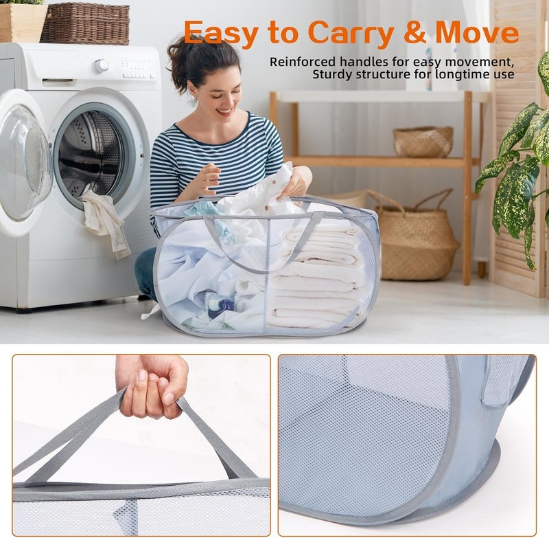 Sturdy Collapsible Laundry Baskets, Foldable Pop Up Laundry Hamper, Durable 2 gallery