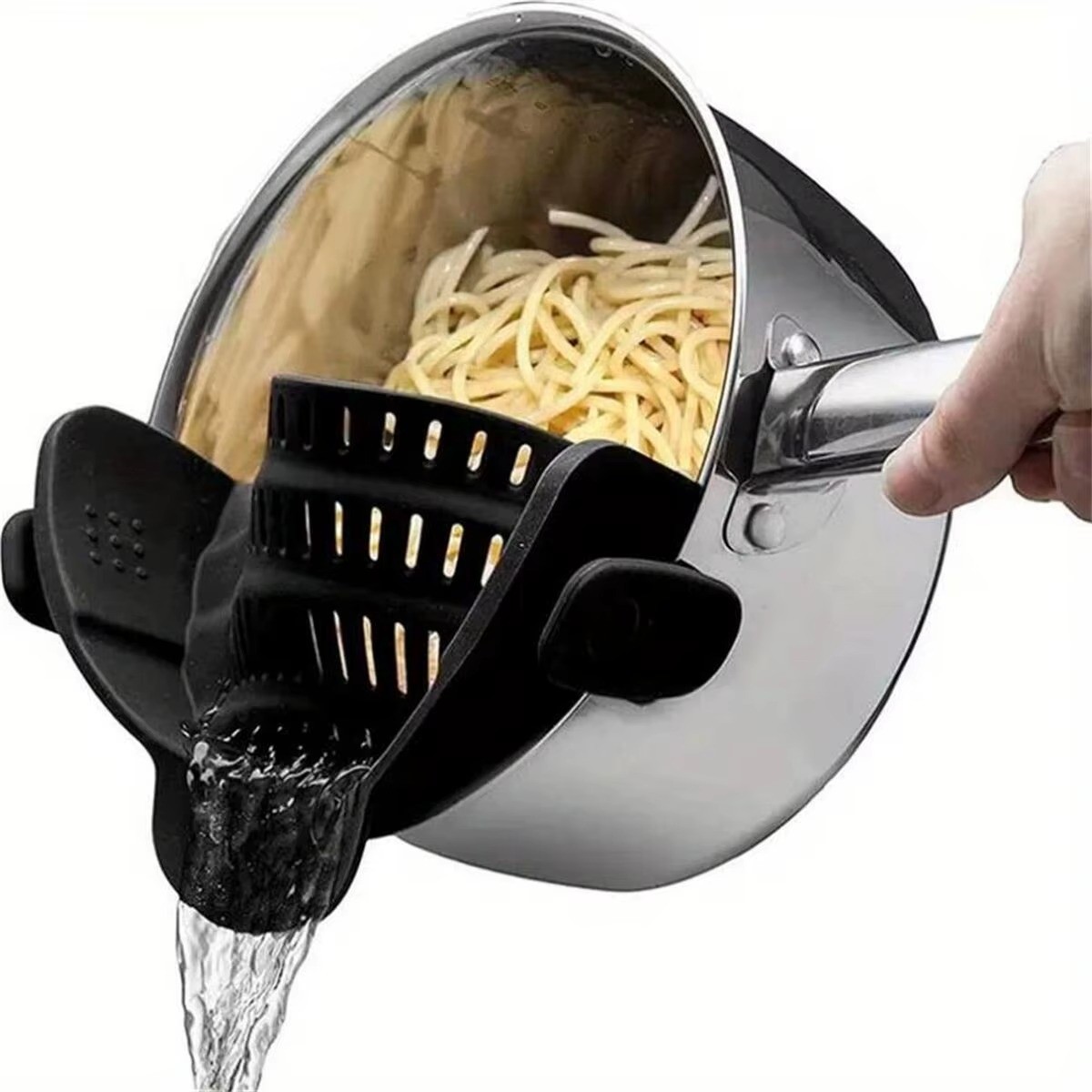 Adjustable Clip On Pot Strainer for Pans Bowls Kitchen Silicone Food Filter gallery