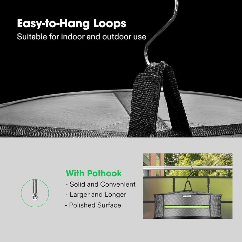 1-Pack 4-Layer Mesh Drying Rack Hanging Design w/ Green Zippers for Dehydrating gallery