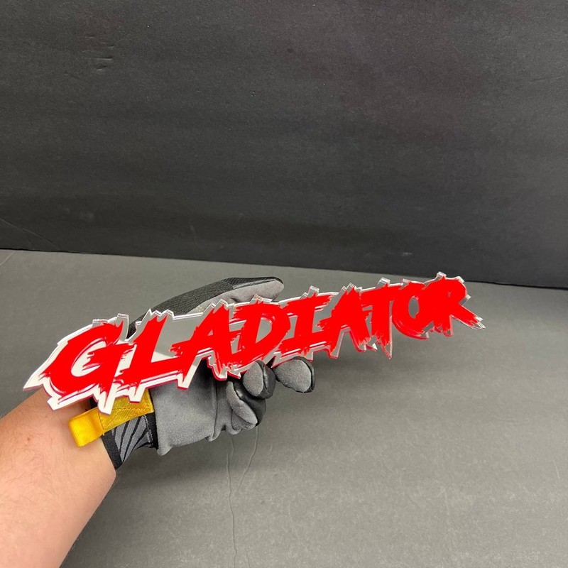 1x Gladiator Custom Text 3D Acrylic Car Emblem Badge Multicolor Laser Cut decal gallery