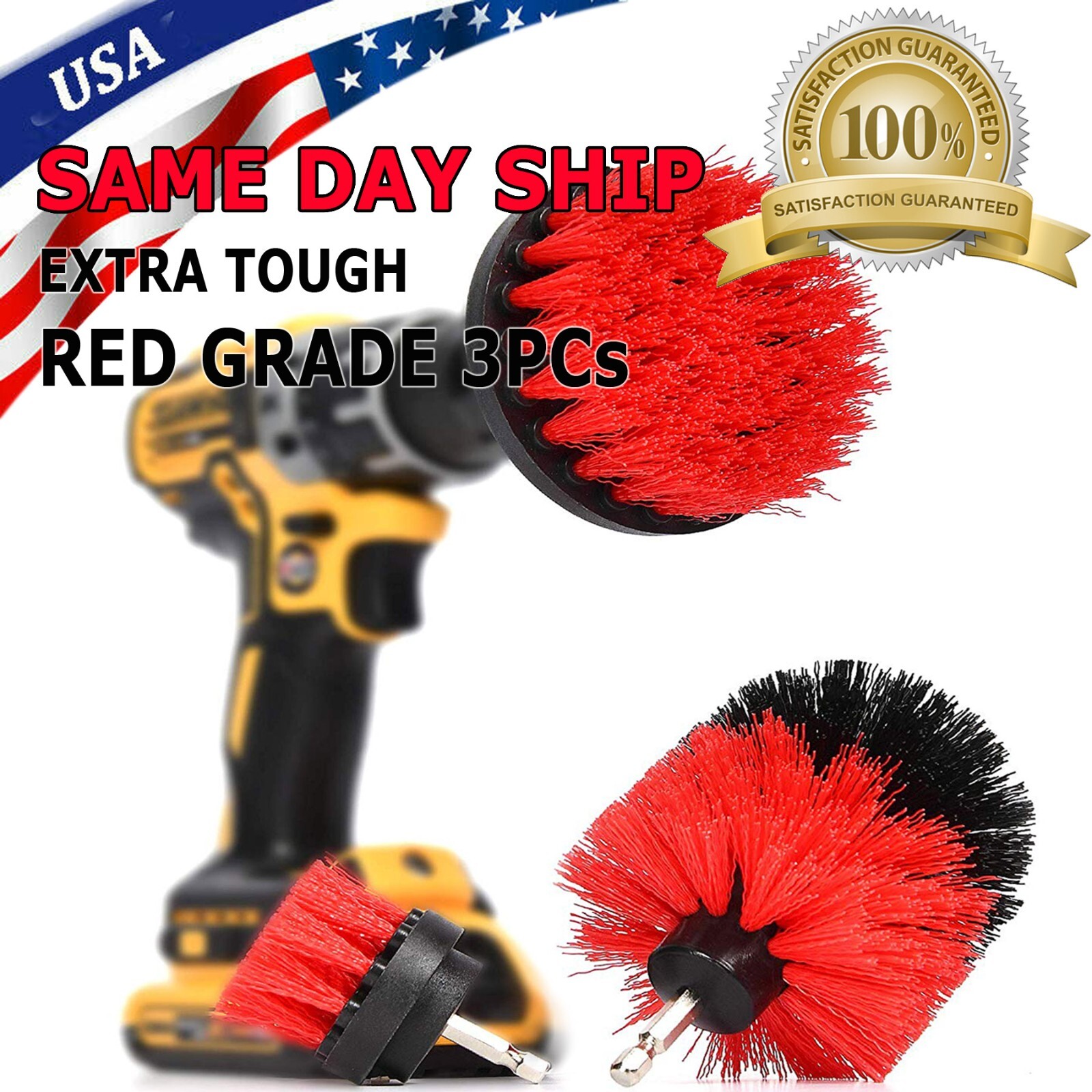 3 PCS Drill Brushes Set Tile Grout Power Scrubber Cleaner Spin Tub Shower Wall gallery