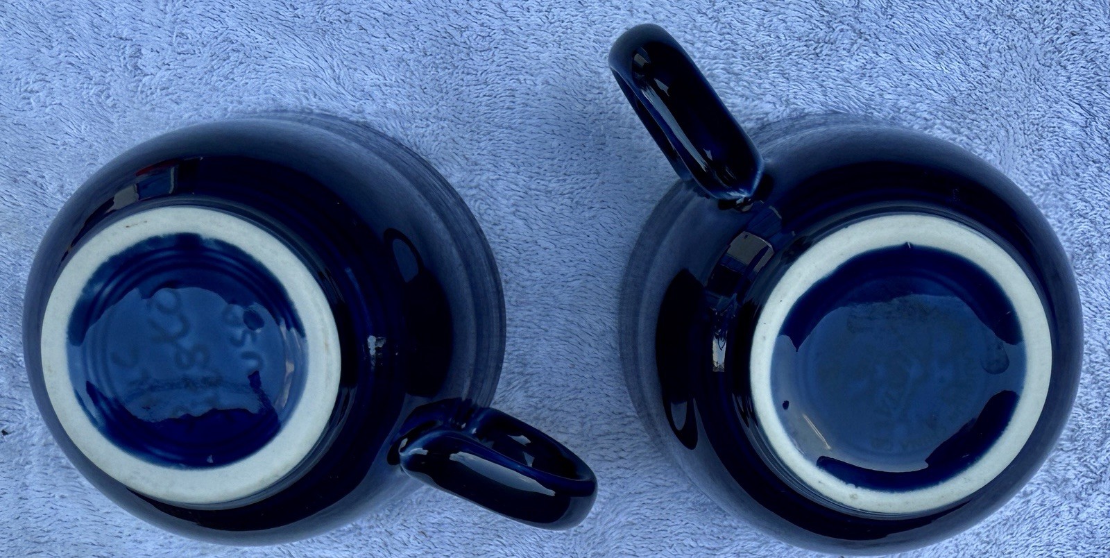 (2) Fiestaware Dark Blue Tea Cups Homer Laughlin 7-3/4 Ounces Mug EUC Fiesta gallery