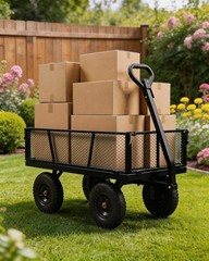 1000lbs Garden Carts Yard Dump Wagon Cart Lawn Utility Beach Steel Heavy Duty