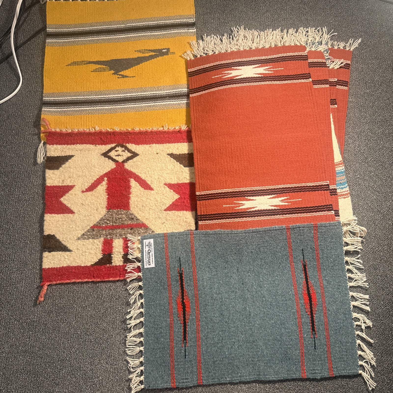 Southwestern Chimayo Wool Small Rugs Navajo Jei Lot Of 12 Tapestry gallery