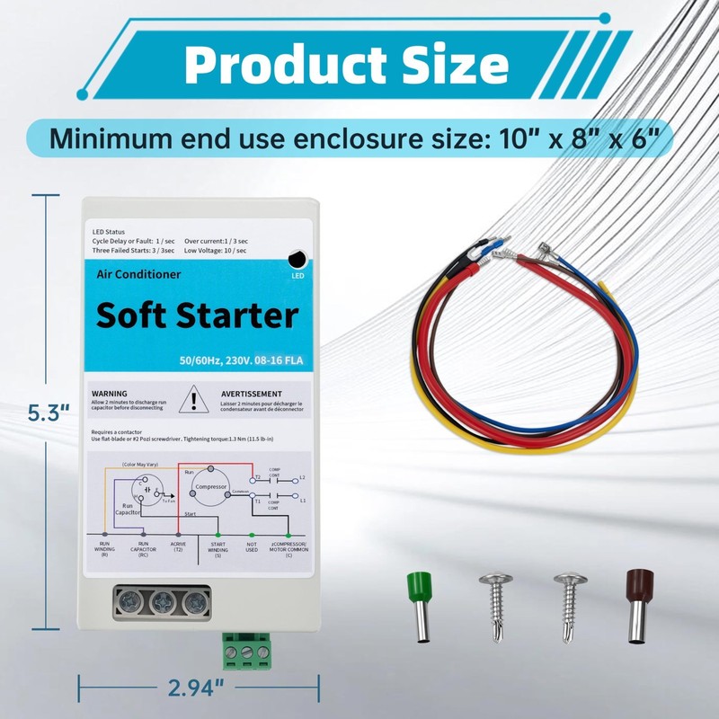 08-16A Air Conditioner Soft Start Kit for Home Use – Fits 1.75-3.5 Ton AC Units, gallery