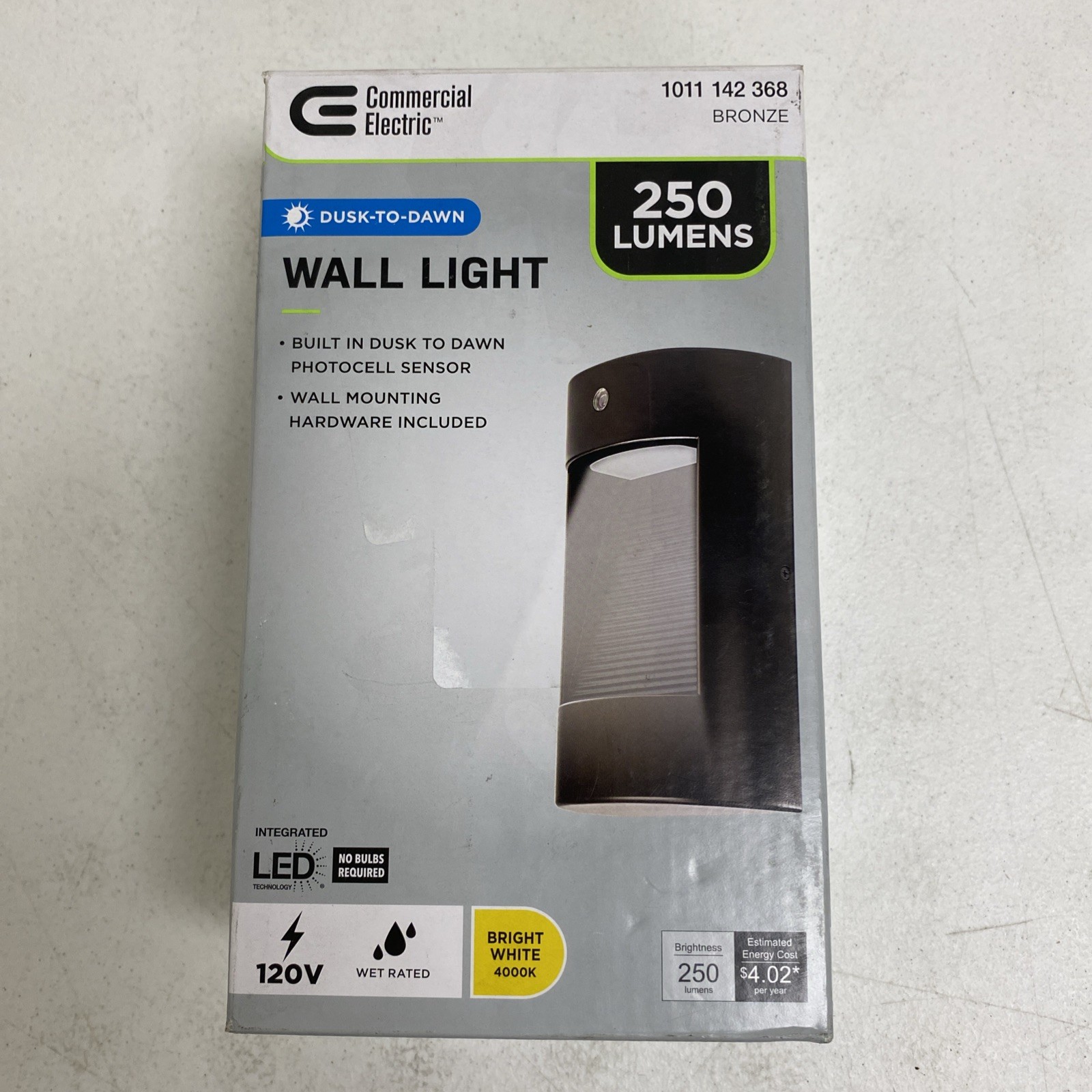 Commercial Electric 250 Lumen Integrated LED Bronze Dusk to Dawn Wall Pack Light gallery
