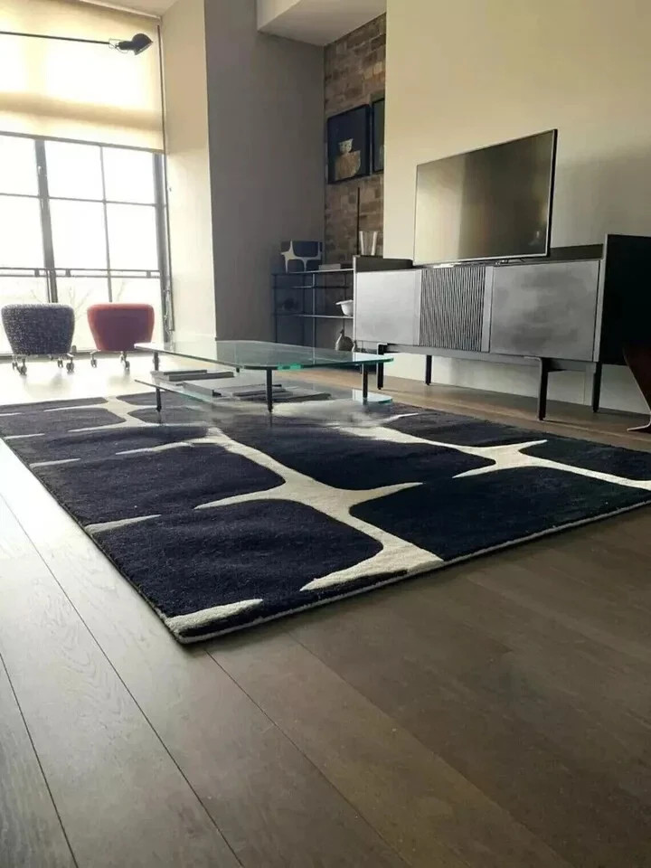 Black & White Color Handmade Rug hand Tufted Abstract Area rug Pure 100% Nz Wool gallery