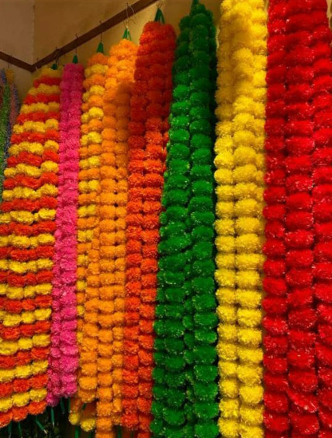 100Pcs Set Artificial Marigold Flower Garlands Diwali Indian Wedding Decoration gallery