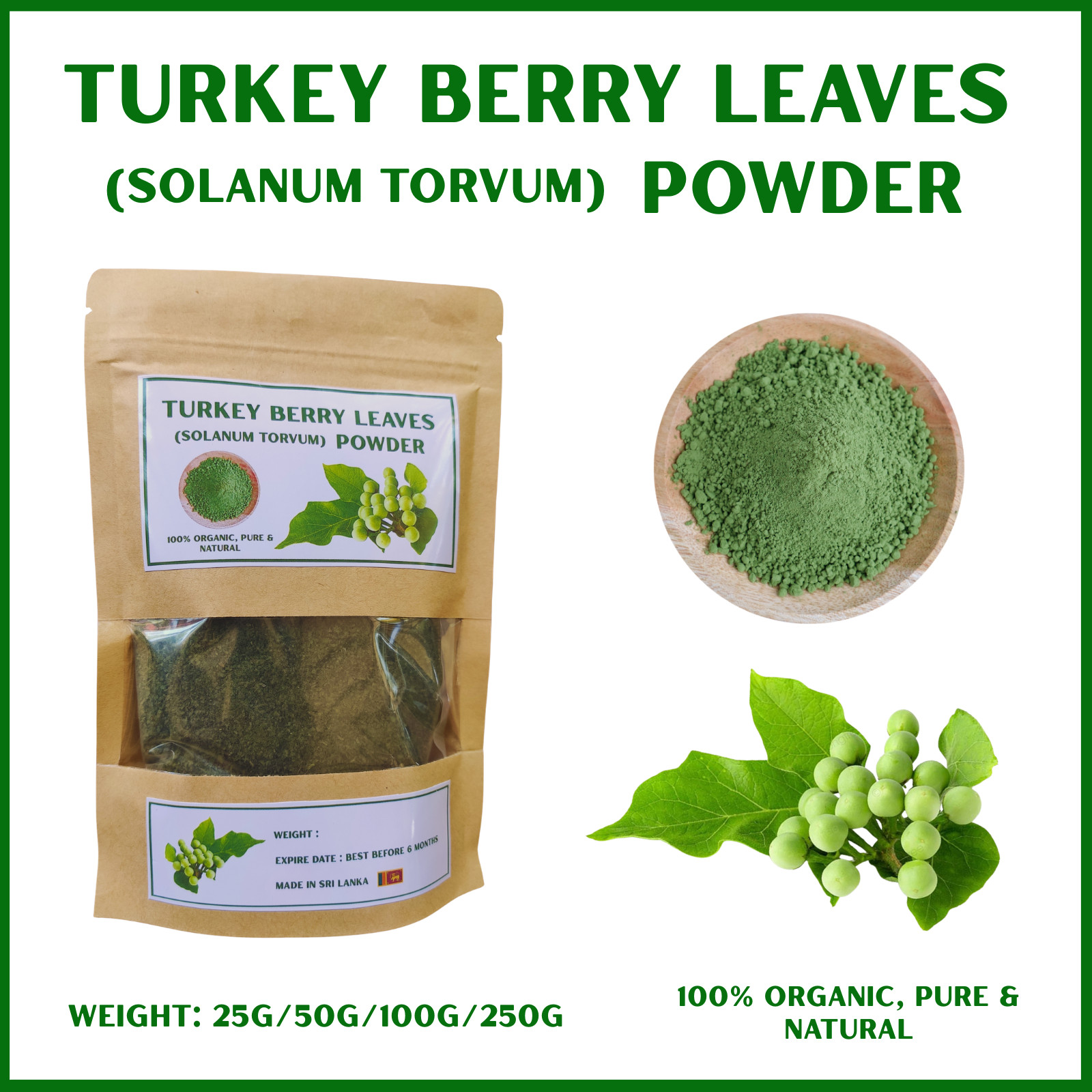 Dried Turkey Berry Leaves Powder Organic Solanum Torvum Natural Pure Leaf Powder gallery