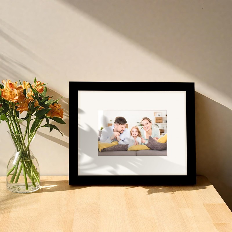 2 Pack 8x10 Picture Frames Solid Wood Black Wall Mount Tabletop gallery