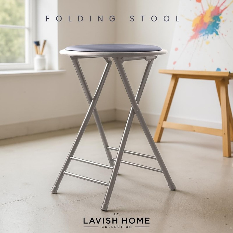 Lavish Home Folding Stool - Backless 24-Inch with 225lb 24 Inch, Grey gallery