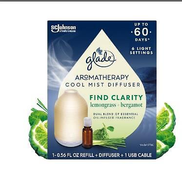 NEW GLADE AROMATHERAPY COOL MIST DIFUSER OIL CLARITY LEMONGRASS BERGAMOT gallery