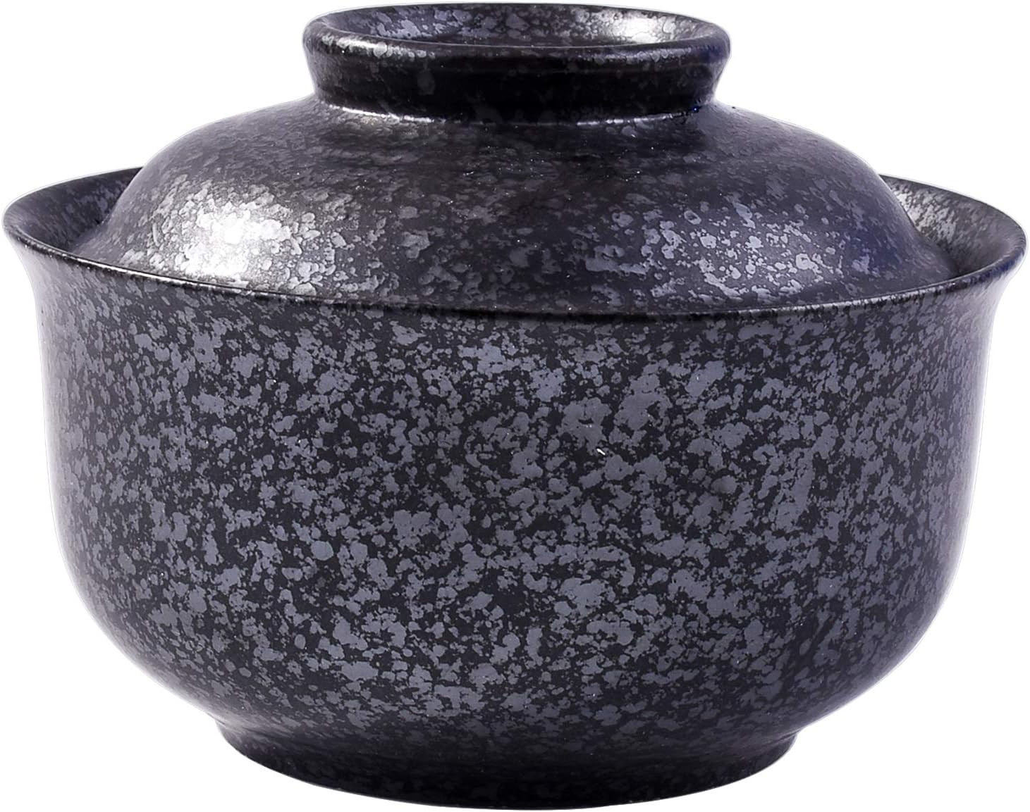 Ceramic Ramen Bowl with Lid Japanese Style 25.4 OZ Big Porcelain Black Bowls wit gallery