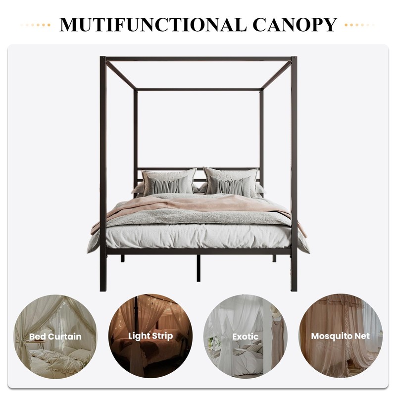 SHA CERLIN Canopy Bed Frame Full Size/Mattress Foundation with Metal Slats Su... gallery