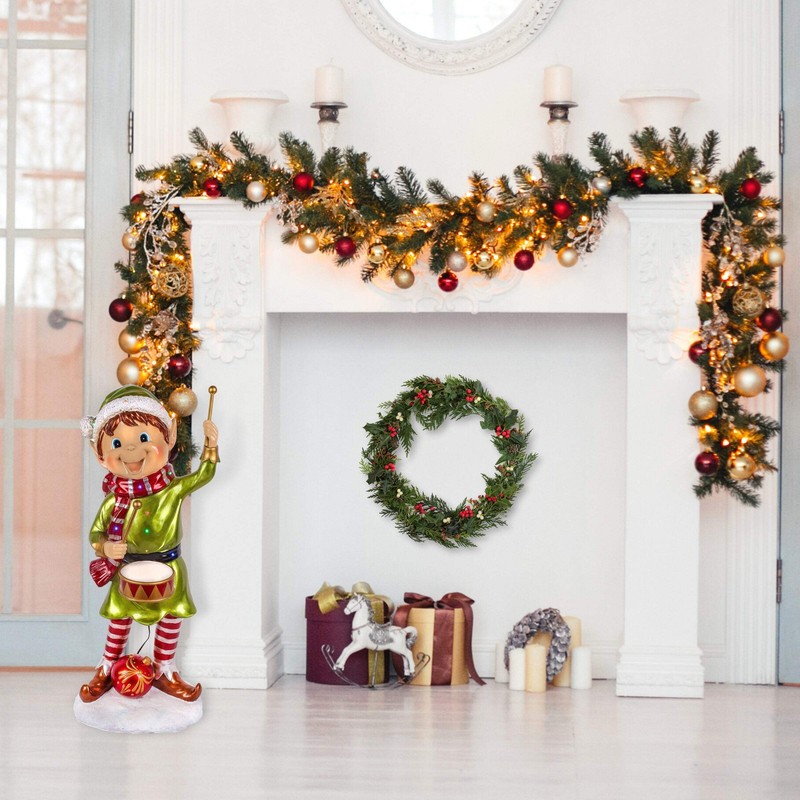 37 in. Drumming Pixie Elf with Multicolor Lights, Plug-In gallery